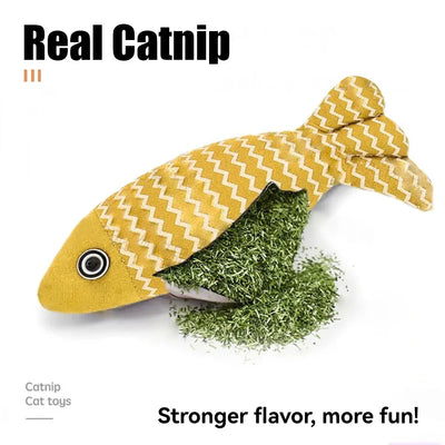 1pc Pet Toys Cat Chew Toys Linen Fish Pillow Chew Training Toy Simulation Fish Puppet Pet Supplies