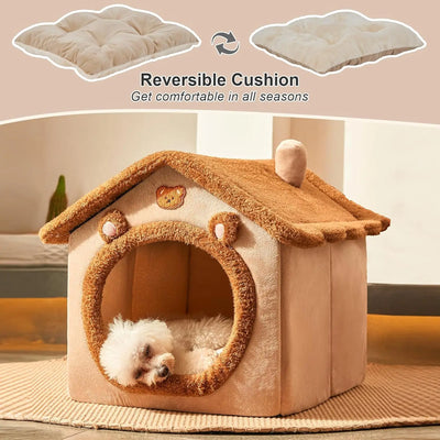 Foldable Pet House Removable Dog Bed Washable Cat House Puppy Kennel Dog Bed Sofa House for Extra Small Dog and Small and Medium