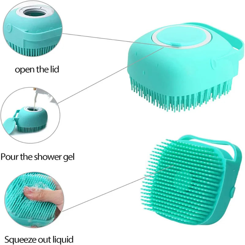 Pet Bathing Brush Soft Silicone Massager Shower Gel Bathing Brush Clean Tools Comb Dog Cat Cleaning Grooming Supplies ﻿