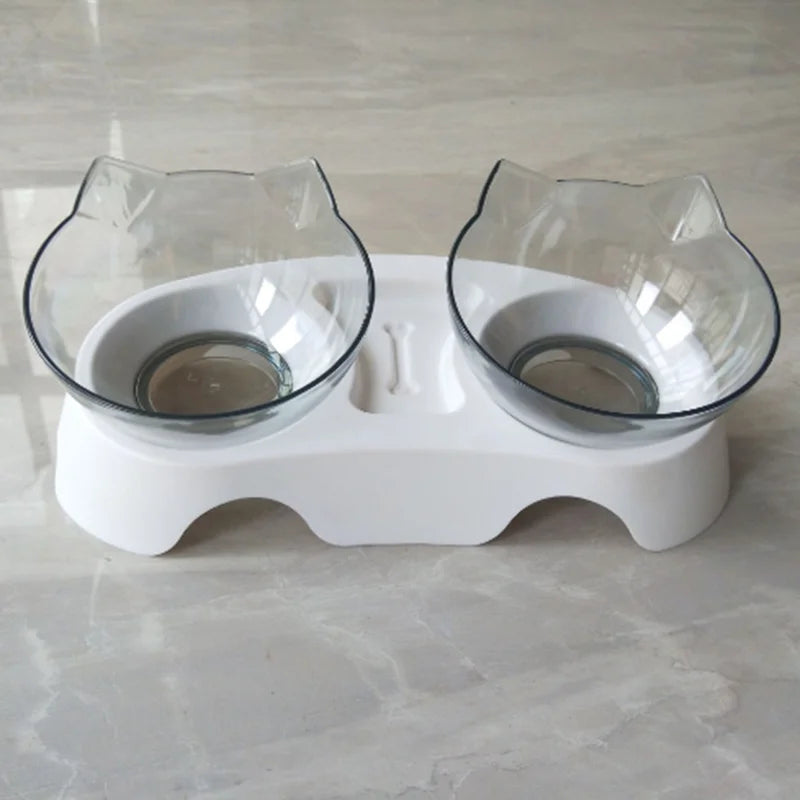 Cat Bowl Double Bowl Cat Supplies Cat Food Bowl Pet Bowl Double Bowl Plastic Neck Guard Cat Bowl