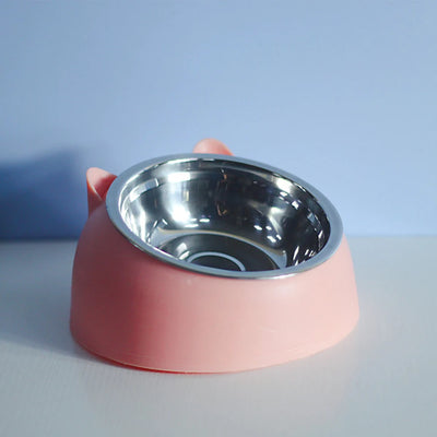 Stainless steel cat bowl, dog bowl, cervical protection cat bowl, slanted mouth pet food bowl