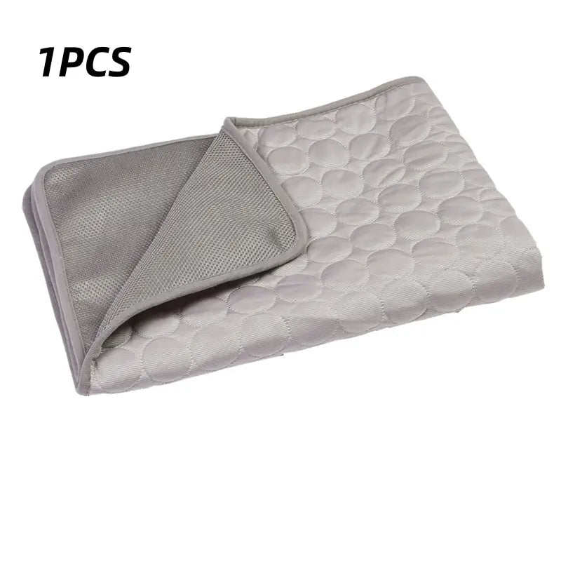 1pc Puppy Grey Ice Silk Cooling Pad Summer Cool Breathable Cooling Washable Reusable Bite Resistance Small Pet Cat Sleeping Pad