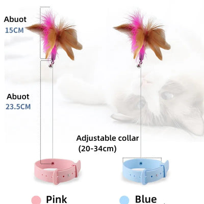 Giocattoli interattivi per gatti, divertenti bastoni da gioco con piume e campanello, collare per animali domestici, giocattoli da gioco per gatti, giocattoli da allenamento per gatti