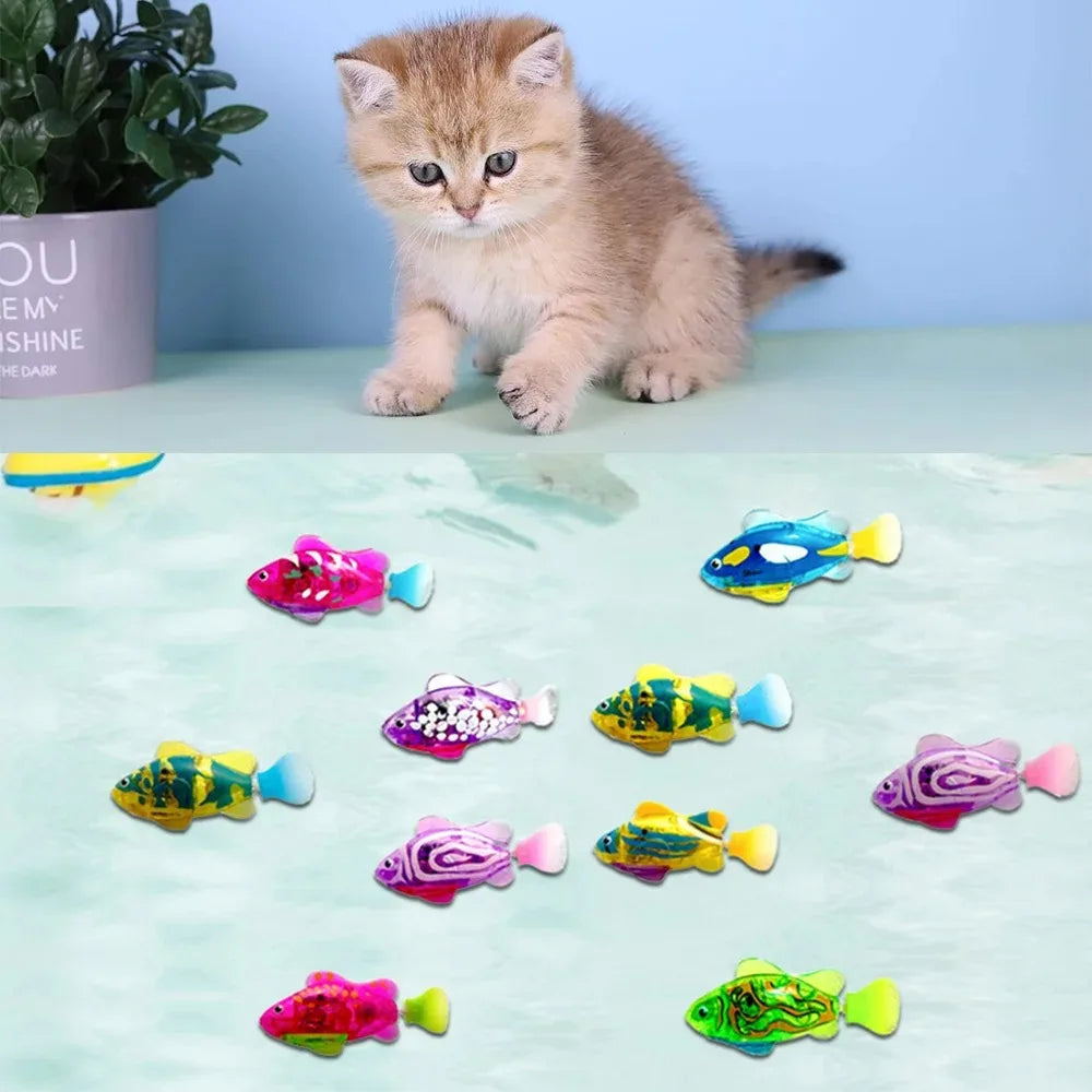 Cat Toy LED Interactive Swimming Robot Fish Toy for Cat Glowing Electric Fish Toy to Stimulate Pet's Hunter Instincts Pet Toys