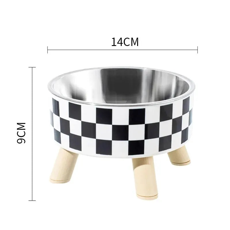 A Cat Bowl For Cats And Dogs, Simple Polka-dot Stainless Steel Pet Tall Bowl, Drinking Water, Anti-overturn Water Bowl, Food Bas