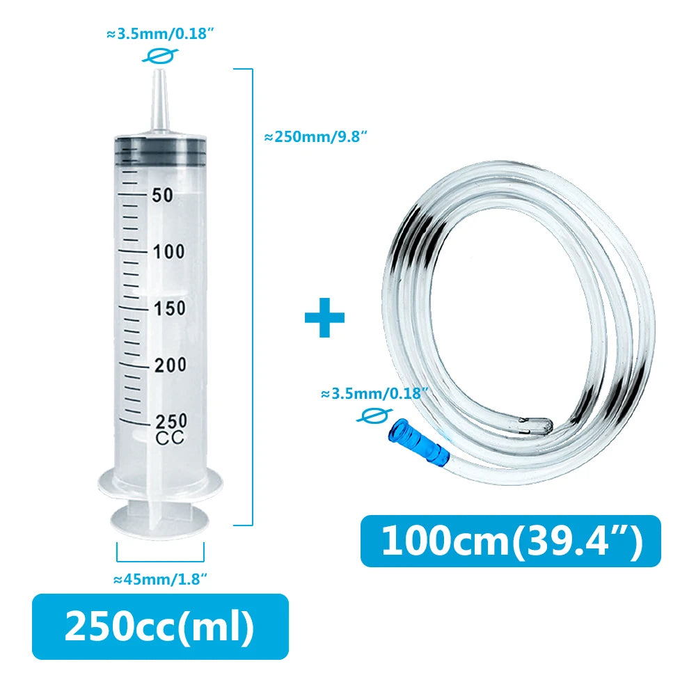 100ml-550ml Syringe Large Capacity With Multifunction 100cm Hose Pump Measuring Washable Injector For Pet Feeding Oil Glue Fluid