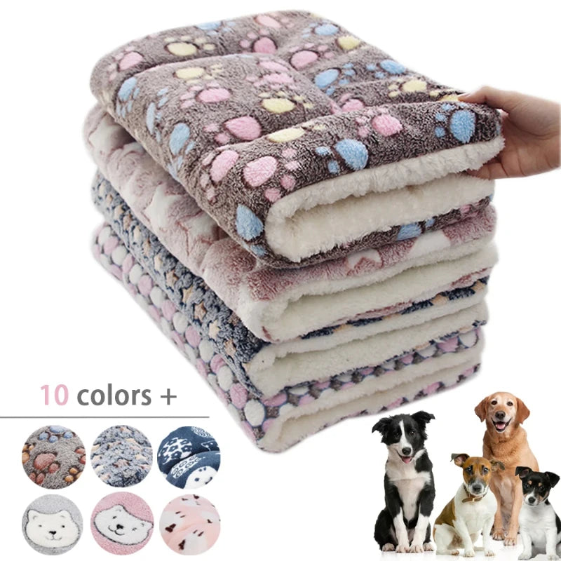 Pet Sleeping Mat Dog Bed Cat Bed Soft Hair Thickened Blanket Pad Fleece Home Washable Warm Bear Pattern Blanket Pet Supplies