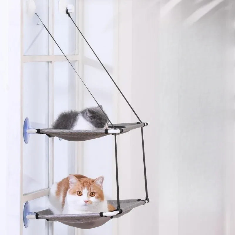 Cat Hammock Window Bed Kitten Sunny Seat Hanging Mount Beds Cat Sofa playing double-decker tunnels Suction Cup Wall Pet Hanging