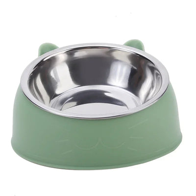 1pc Cat Bowl Lovely Creative Inclined Kitten Puppy Food Feeding Bowls Stainless Steel Cats Drinking Feeder Pet Dogs Cats Feeders