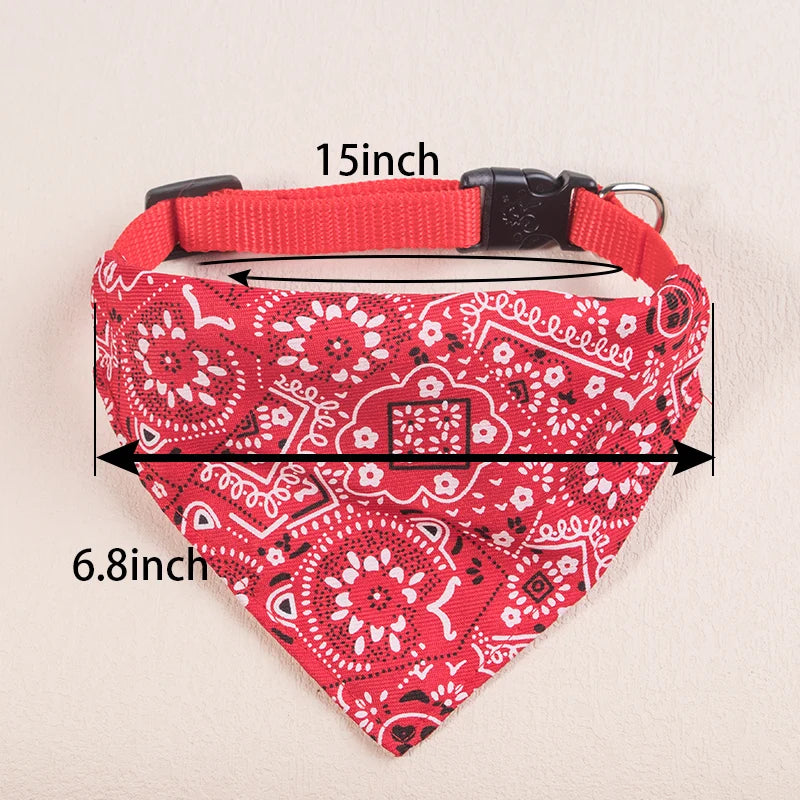 Adjustable Pet Puppy Cat Scarf Bandana Collar Neck Scarf For Small Dogs Kitten Saliva Towel PU Collar with Triangular Bandage