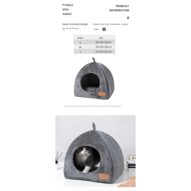 New Triangle Cat Nest Closed Cat House Pet Nest Warm and Thickened Deep Sleep Dog Nest Pet Supplies