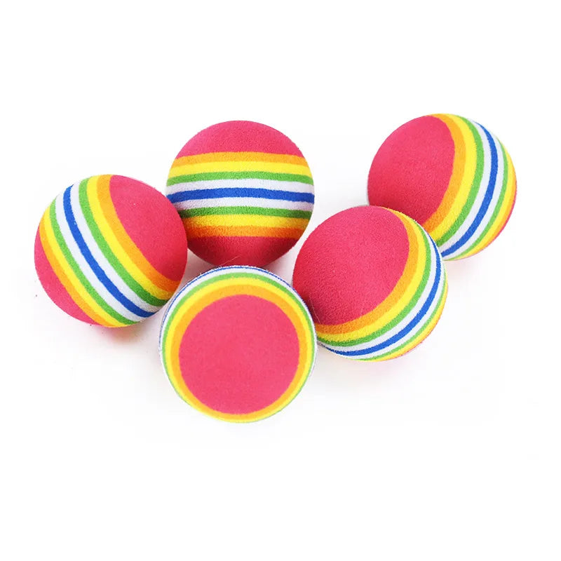 Rainbow Cat Toys Ball Interactive Cat Dog Play Chewing Rattle Scratch Ball Training Balls Pet Toys Supplies