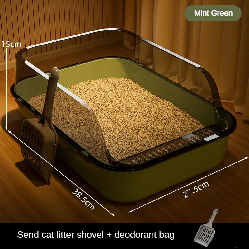 Thickening Pet Cat Toilet Semi-enclosed High Open Cat Litter Box Side Splashproof Pet Bedpans with Litter Scoop Cat Supplies