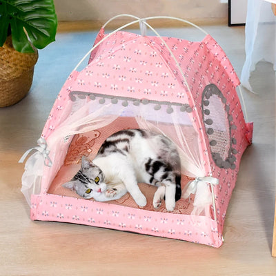 Cat Broken Flower Tent Semi Enclosed Internet Celebrity Tent Nest Universal For All Seasons Pet Supplies Summer Dog And Cat Nest