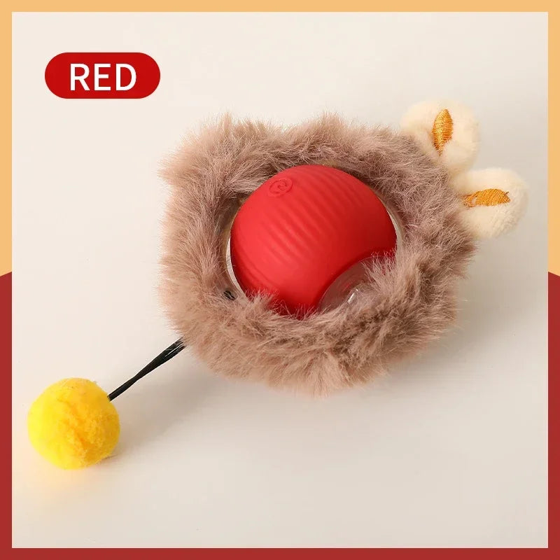 Cat Interactive Ball Toy Automatic Rolling Ball Faux Tail Rechargeable Smart Pet Electric Toy Dog Cat Training Imitate Mouse