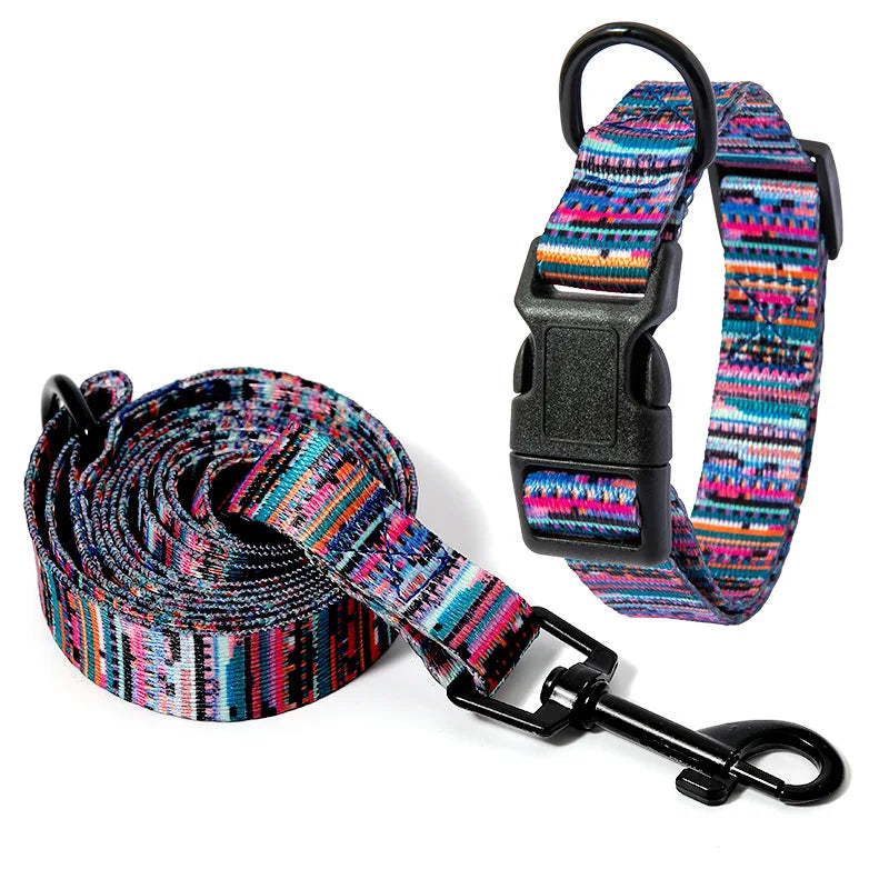 Bohemian style pet collar leash set for all size dogs adjustable comfortable and wearable Bulldog Chihuahua collar Pet Supplies