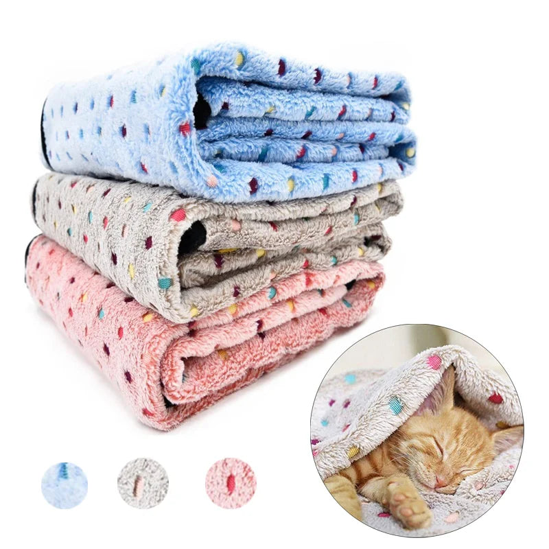 Soft Fluffy Pet Blanket Cute Dot Pattern Cozy Warm Blanket for Cat Dogs Bed Small Large Dogs Mat Cover Pet Supplies