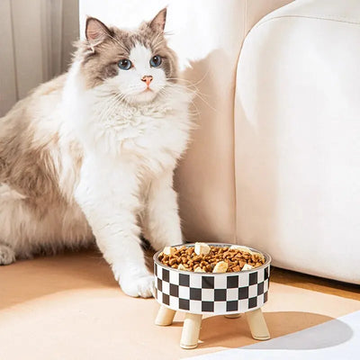 A Cat Bowl For Cats And Dogs, Simple Polka-dot Stainless Steel Pet Tall Bowl, Drinking Water, Anti-overturn Water Bowl, Food Bas