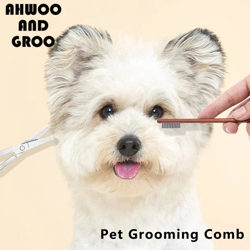 Pet Woodiness Facial Cleaning Comb Removes Tear Stains Eye-poop Comb Dog Hair Repair Scissors Cat Hair Comb Pet Clean Supplies