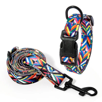 Bohemian style pet collar leash set for all size dogs adjustable comfortable and wearable Bulldog Chihuahua collar Pet Supplies