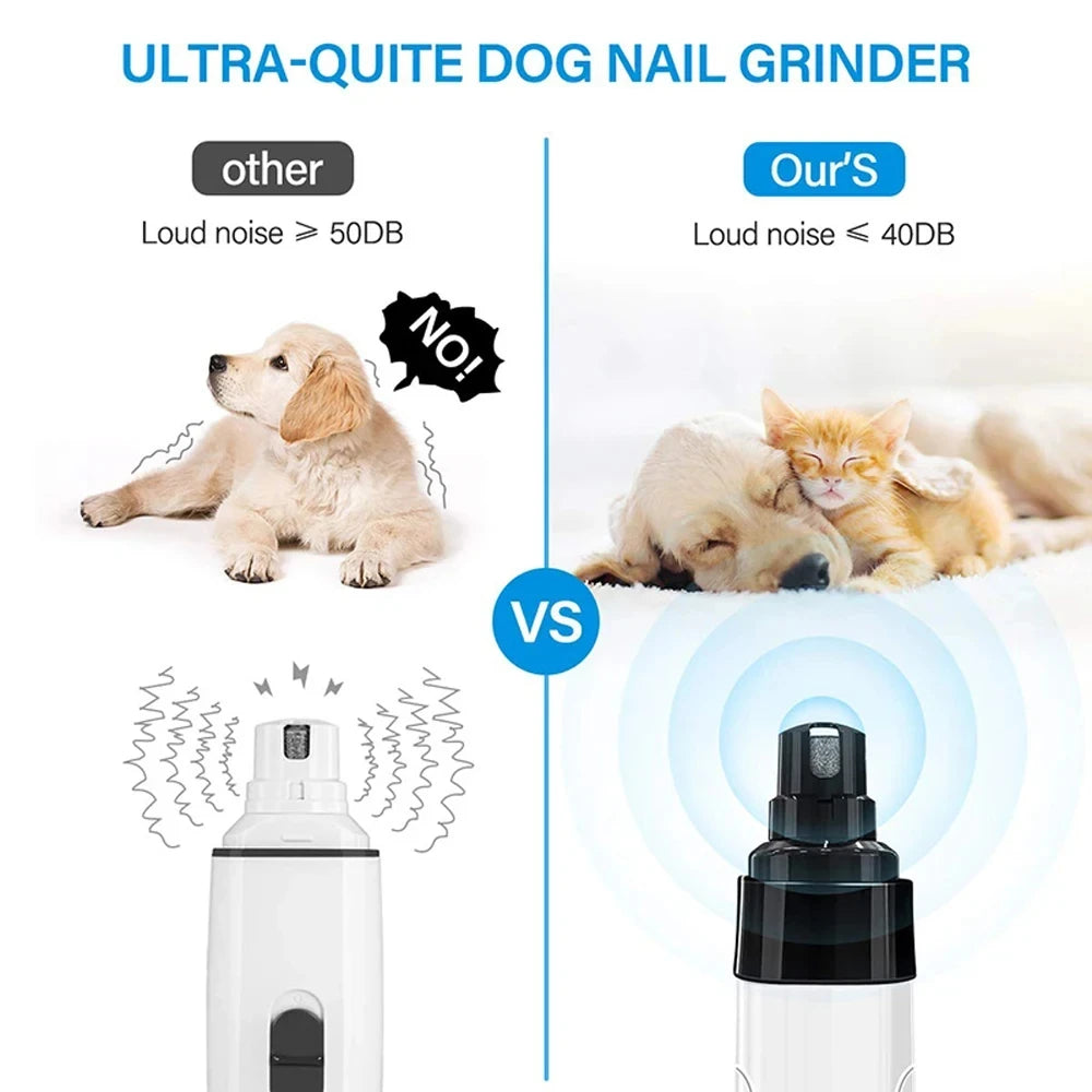 Electric Dog Nail Clippers for Dog Cat Nail Grinders USB Charging Rechargeable Pet Quiet Cat Paws Grooming Nail Trimmer Tools