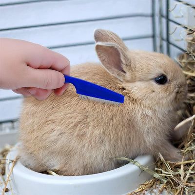 Rabbit Grooming Kit Tear Stain Remover Cleaning Combs Pet Nail Clipper Double-Sided Shampoo Bath Brush for Guinea Pig Bunny