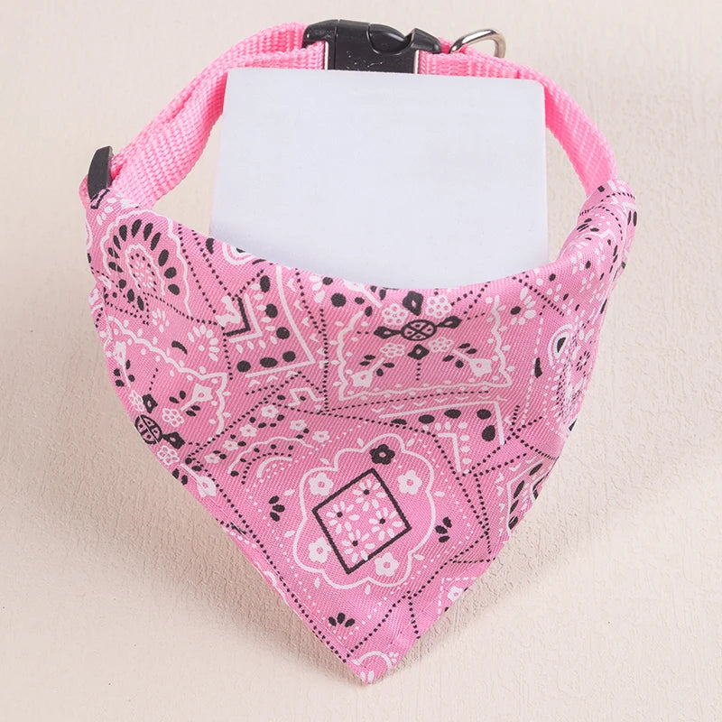 Adjustable Pet Puppy Cat Scarf Bandana Collar Neck Scarf For Small Dogs Kitten Saliva Towel PU Collar with Triangular Bandage