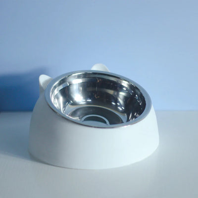 Stainless steel cat bowl, dog bowl, cervical protection cat bowl, slanted mouth pet food bowl