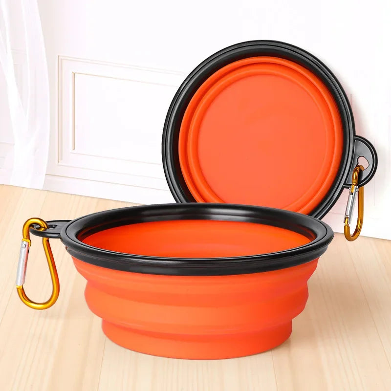 Collapsible Pet Silicone Dog Food Water Bowl Outdoor Camping Travel Portable Folding Pet Supplies Pet Bowl Dishes with Carabiner