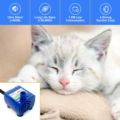 Pompa erogatrice d'acqua per gatti Pompa erogatrice d'acqua per animali domestici Pompa di ricambio USB Motore sommerso Distributore d'acqua per animali domestici in acciaio inossidabile Acc