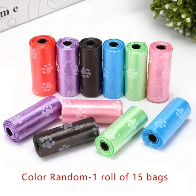 10Rolls Degradable Pet Dog Waste Poop Bag With Printing Doggy Bag Degradable Pet Waste Clean Poop Bag Dog Up Clean Bag Dispenser