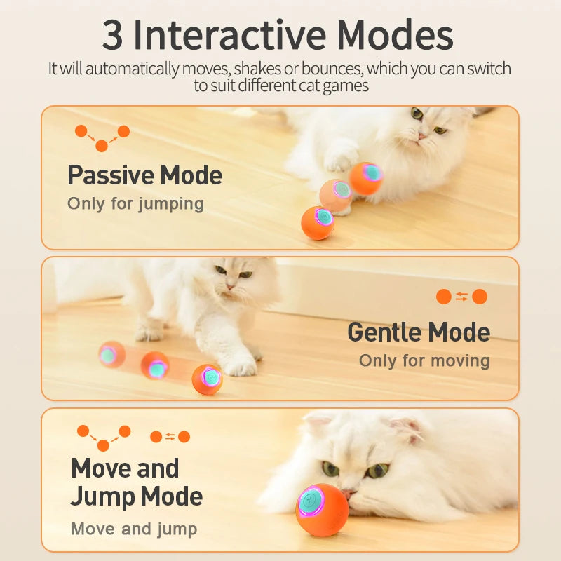 ROJECO Smart Pet Toys Cat Bouncing Ball Automatic Rolling Ball Interactive Training Self-moving Electric Toys Pet Accessories