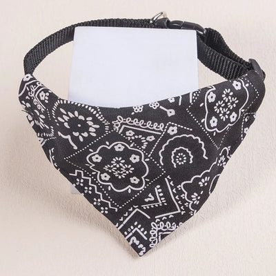 Adjustable Pet Puppy Cat Scarf Bandana Collar Neck Scarf For Small Dogs Kitten Saliva Towel PU Collar with Triangular Bandage