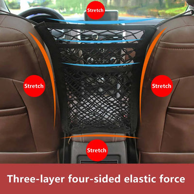 Pet Dog Rear Seat Car Fence Dog Isolation Protection Net Elastic Double Layer Storage Separation Net Pet Safety Rail Pet Suppliy