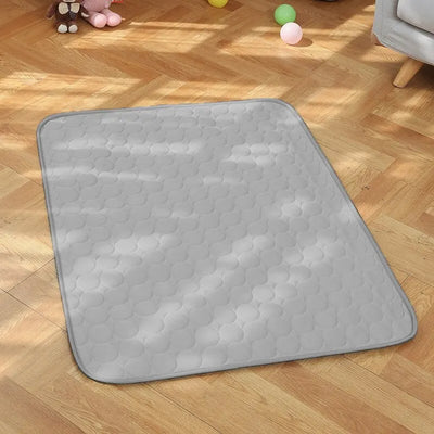 1pc Puppy Grey Ice Silk Cooling Pad Summer Cool Breathable Cooling Washable Reusable Bite Resistance Small Pet Cat Sleeping Pad