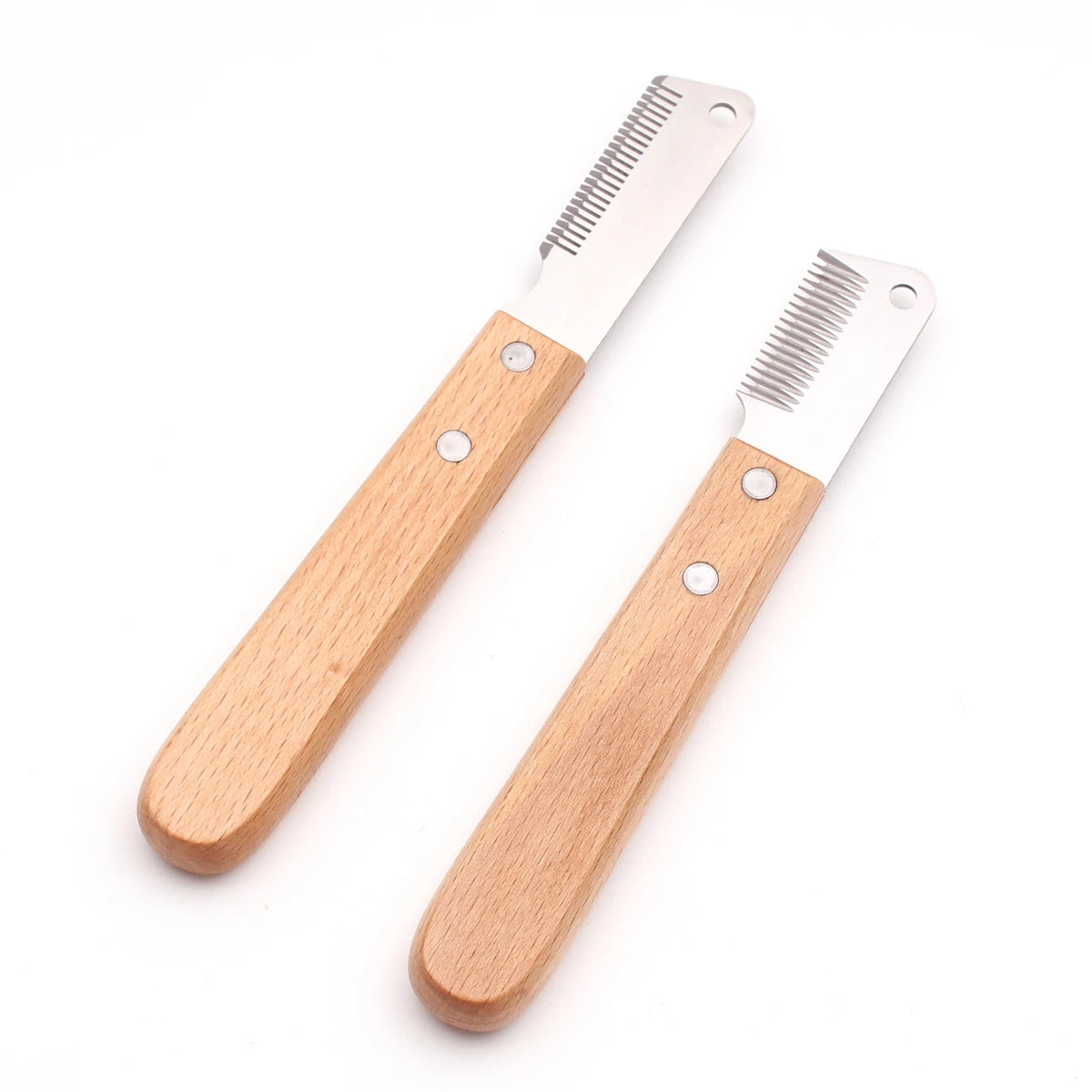 Pet Hair Removal Knife Professional Dog Comb Stainless Wooden Handle Stripping Knife Pet Hair Remover Grooming Brushes