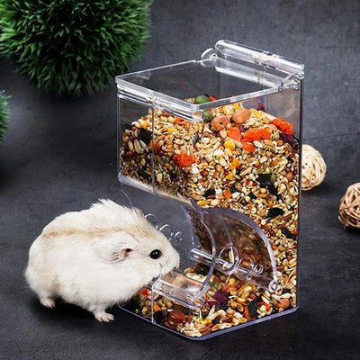 Acrylic hamster bird feeding box can fix squirrel pet food bowl, anti tipping automatic feeding device for hamsters and birds