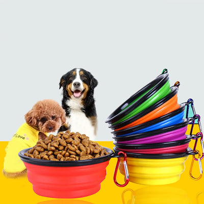 Collapsible Pet Silicone Dog Food Water Bowl Outdoor Camping Travel Portable Folding Pet Supplies Pet Bowl Dishes with Carabiner