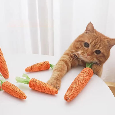 1PC Sisal Radish Toy Cat Toy Vocal Carrot Cat-Teasing Stick Self High And Fun Cat Scratch Board Pet Supplies