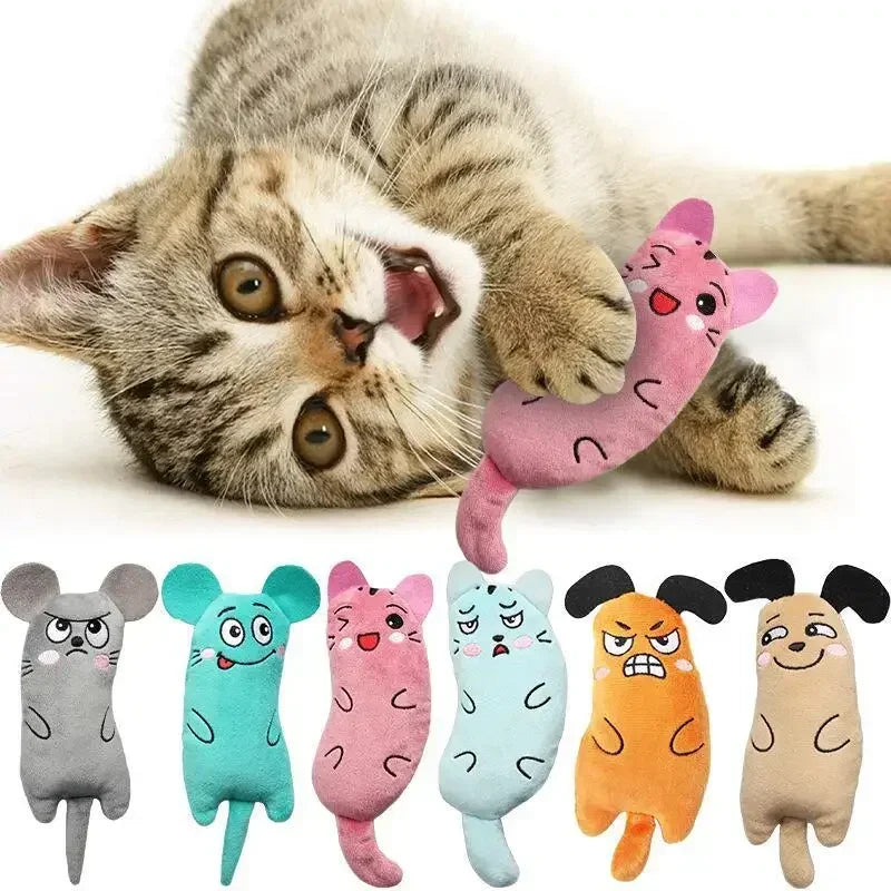 Giocattoli carini per gatti, divertenti giocattoli interattivi in ​​peluche per gatti, mini giocattoli per digrignare i denti, giocattoli con erba gatta, giocattoli che squittiscono, accessori per animali domestici