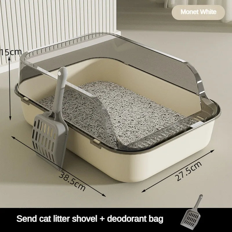 Thickening Pet Cat Toilet Semi-enclosed High Open Cat Litter Box Side Splashproof Pet Bedpans with Litter Scoop Cat Supplies