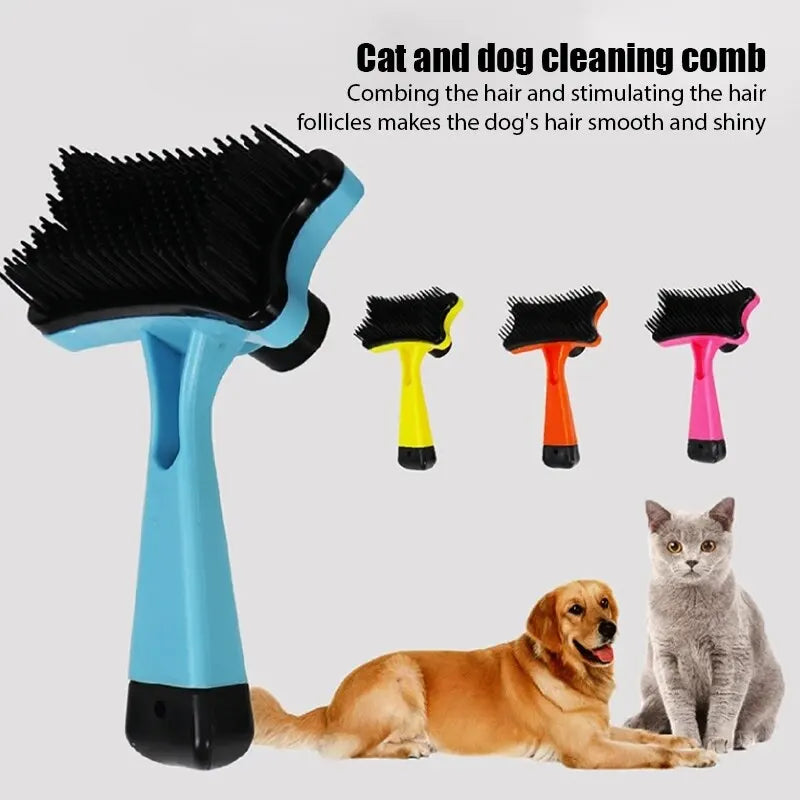 Dog Brush Cat Grooming Brush Self Cleaning Static Free Massage Comb Stable Thicker Bristles Pet Supplies To Remove Loose Fur