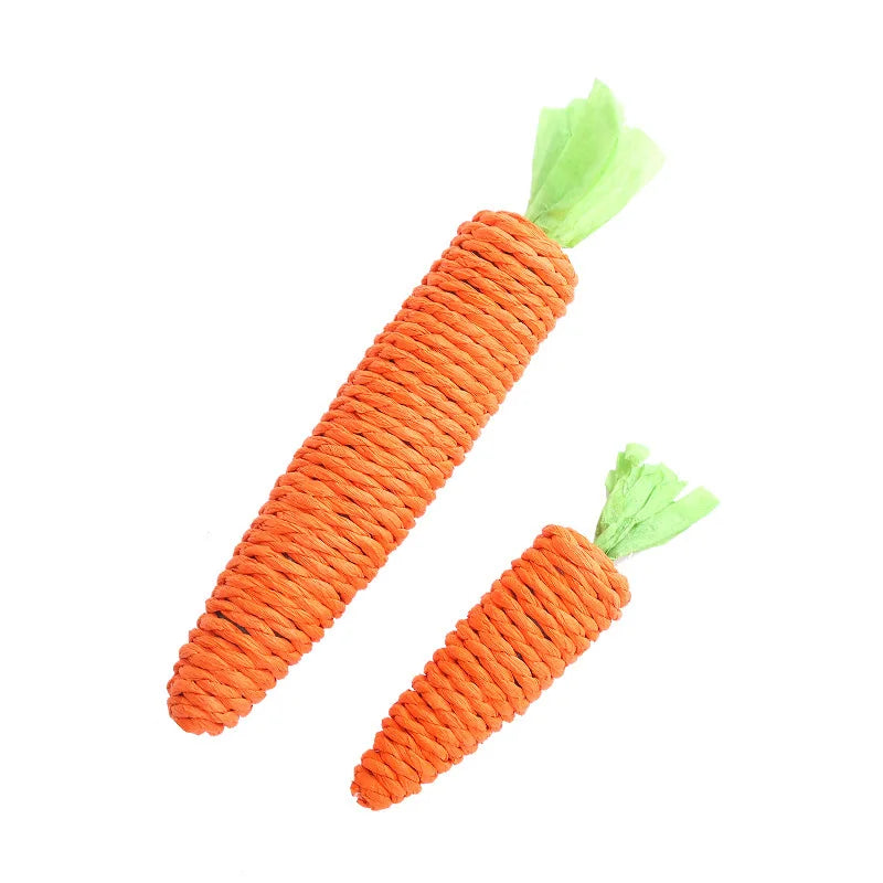 Cat Toy Carrot Sound Pet Products Bite Resistant Paper Rope Scratcher Clean Teeth Interactive Play Cat Carrot Chew Toy for Cat