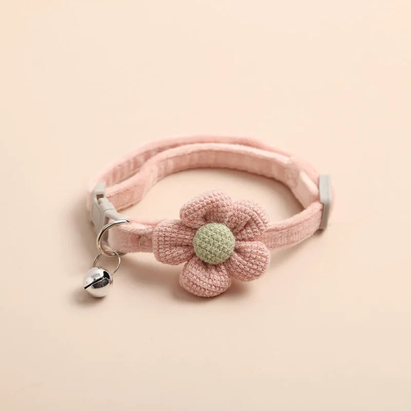 1Pc Cat Collar with Cute Flower  Adjustable Buckle Cat Collar Bell Collar Cat  Small Pet Supplies  Kitten Collar  Small Dog Acce