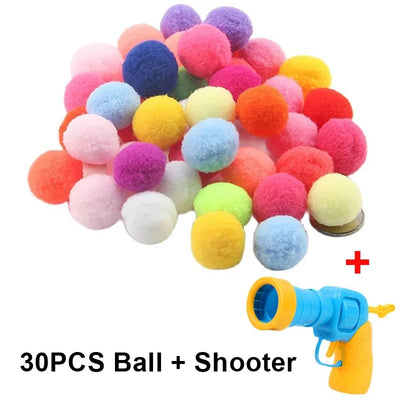 Cat Toys Interactive Launch Training Toy For Pet Kitten Creative Mini Shooting Gun Games Stretch Plush Ball Toys Pet Supplies