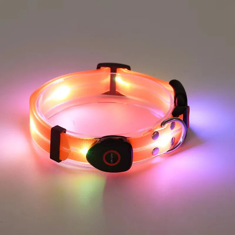 Led Light Up Dog Leash Walking Safety Glow in The Dark USB Rechargeable Adjustable for Large Medium Small Pet Lighted Dog Collar