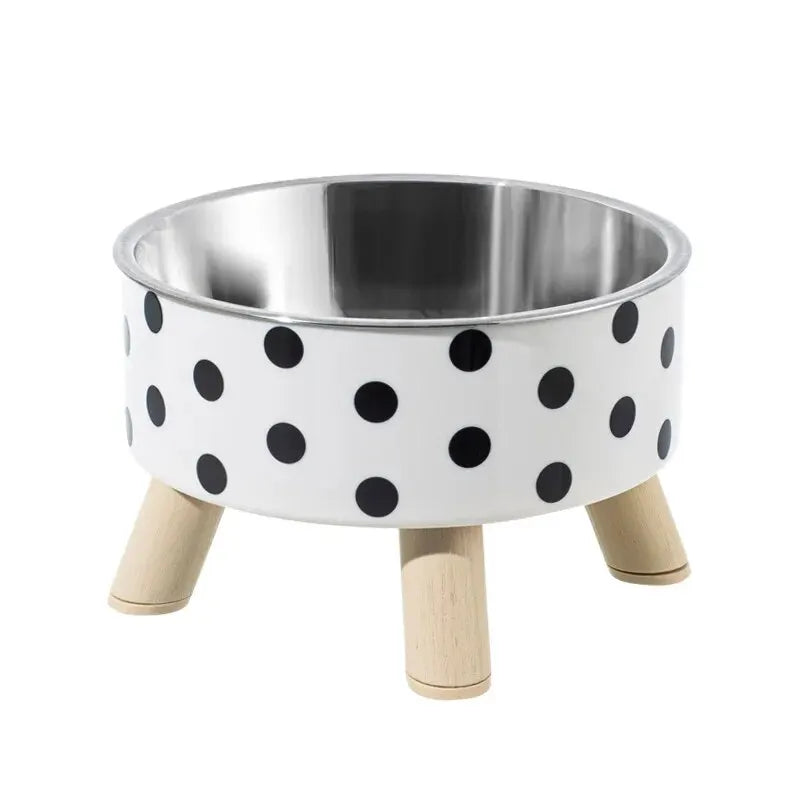 A Cat Bowl For Cats And Dogs, Simple Polka-dot Stainless Steel Pet Tall Bowl, Drinking Water, Anti-overturn Water Bowl, Food Bas