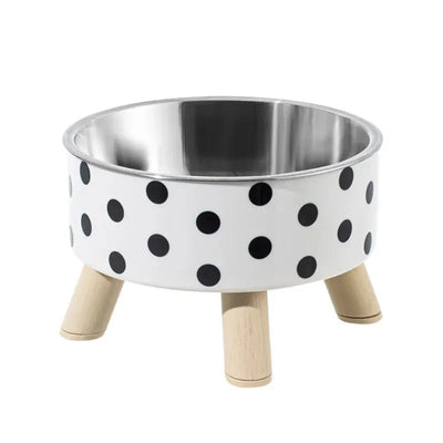 A Cat Bowl For Cats And Dogs, Simple Polka-dot Stainless Steel Pet Tall Bowl, Drinking Water, Anti-overturn Water Bowl, Food Bas