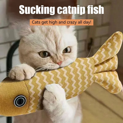 1pc Pet Toys Cat Chew Toys Linen Fish Pillow Chew Training Toy Simulation Fish Puppet Pet Supplies