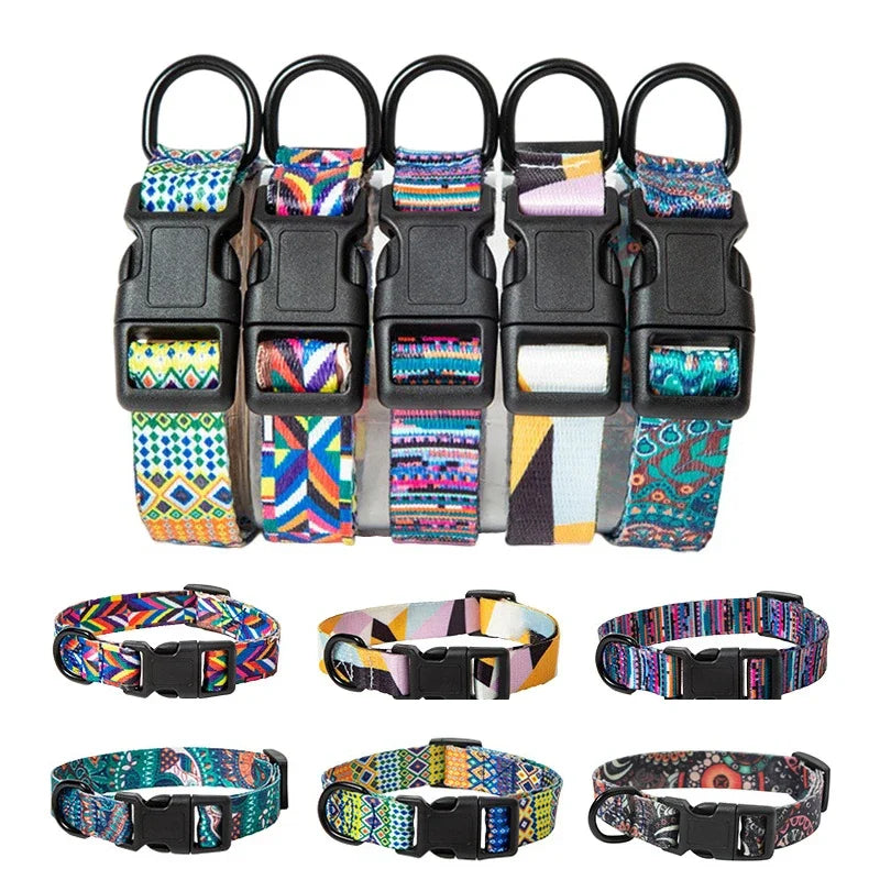 Bohemian style pet collar leash set for all size dogs adjustable comfortable and wearable Bulldog Chihuahua collar Pet Supplies